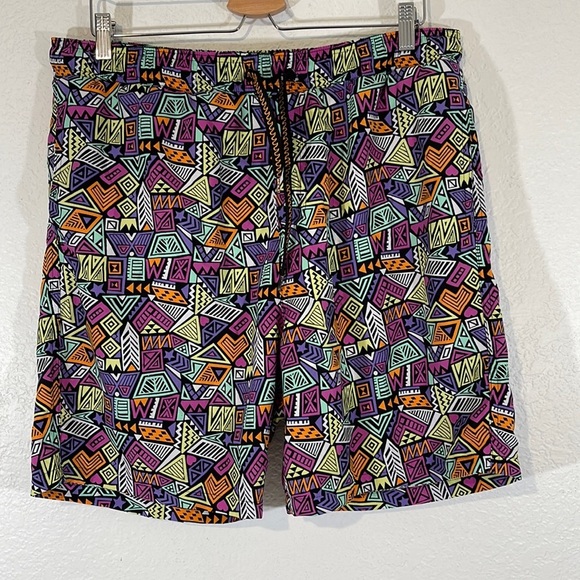 Fresh Prints of Bel Air All Over Print Geometric Shorts Swim Trunks 90s Style XL - Picture 1 of 5